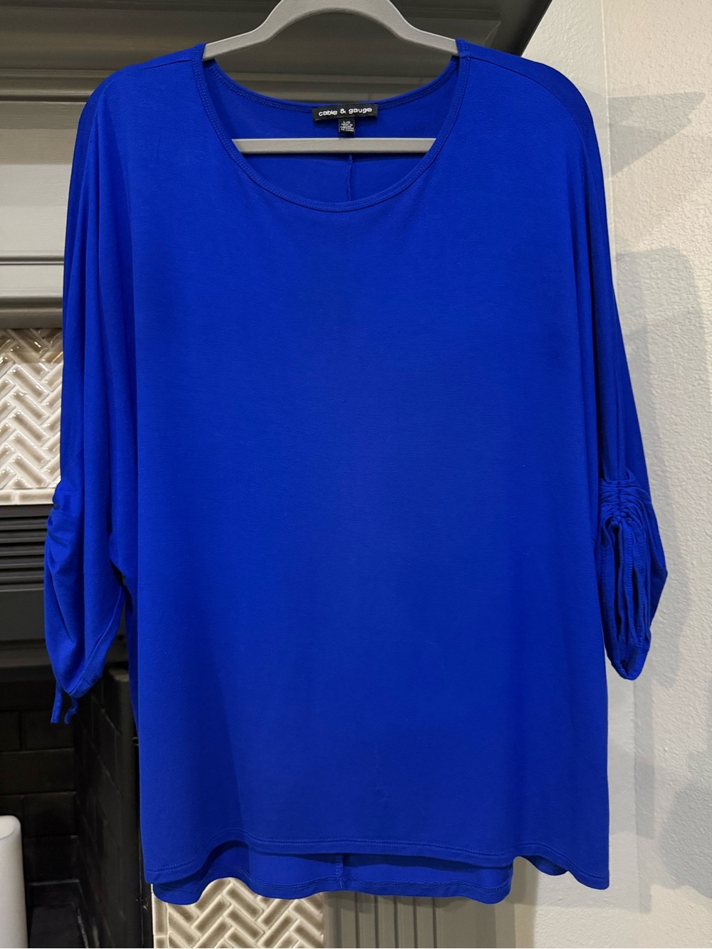 Cable & Gauge Cobalt Blue Dolman Sleeve Blouse
